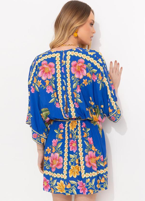 Farm - Vestido Curto em Viscose Azul 2