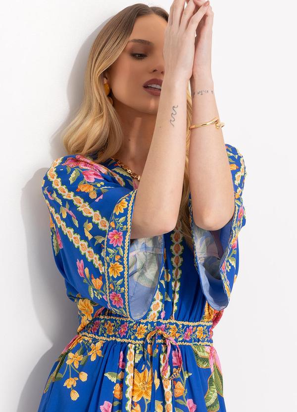 Farm - Vestido Curto em Viscose Azul 4