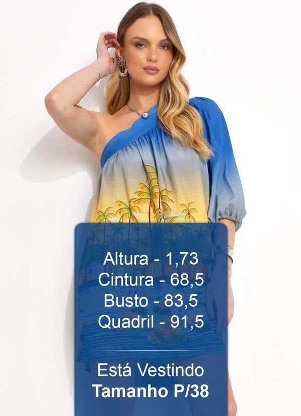 Farm - Vestido Curto em Viscose Azul 5