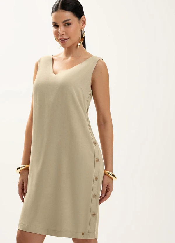 Gris - Vestido Curto em Viscose Bege 4