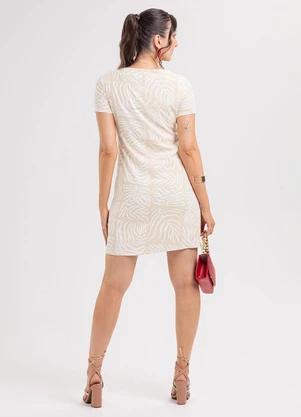 Habana - Vestido Curto em Viscose Bege - HABANA