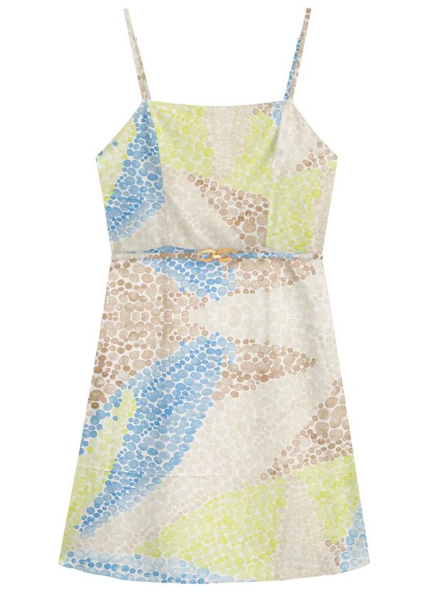 Lunender - Vestido Curto em Viscose com Cinto Azul