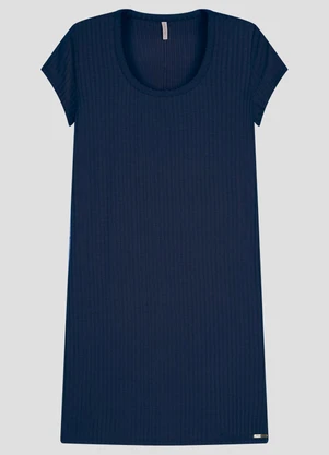 Cereja Rosa - Vestido Curto em Viscose com Elastano Azul - CEREJA ROSA