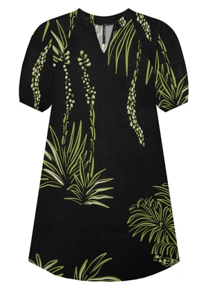 Lunender - Vestido Curto em Viscose com Manga 3/4 Preto - LUNENDER