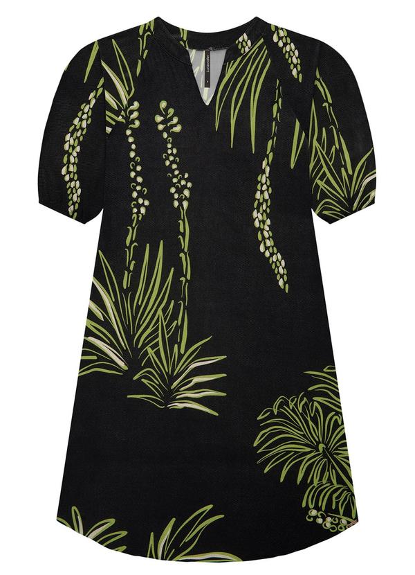Lunender - Vestido Curto em Viscose com Manga 3/4 Preto