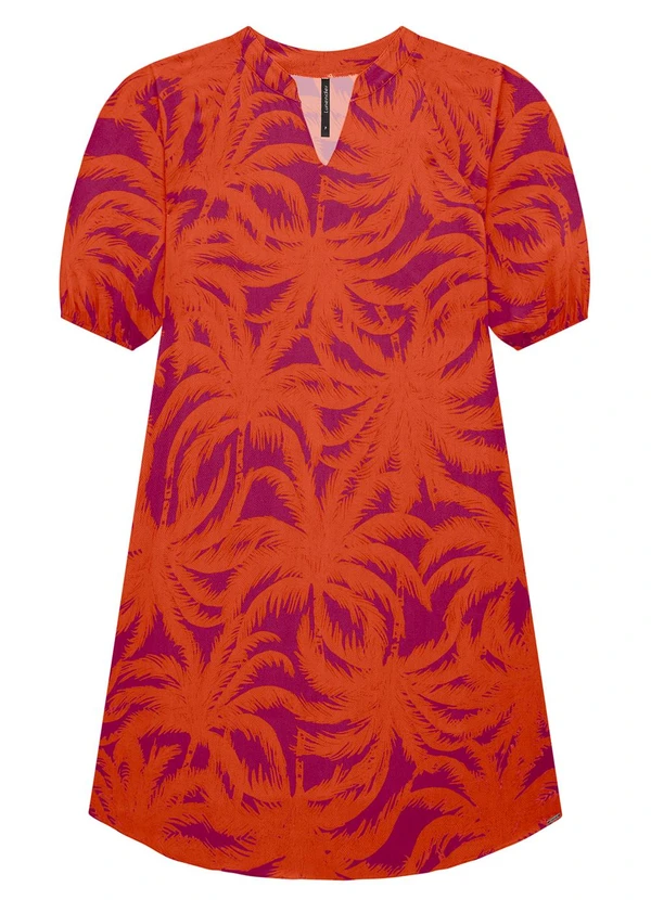 Lunender - Vestido Curto em Viscose com Manga 3/4 Rosa