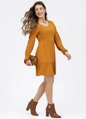 Habana - Vestido Curto em Viscose Laranja - HABANA