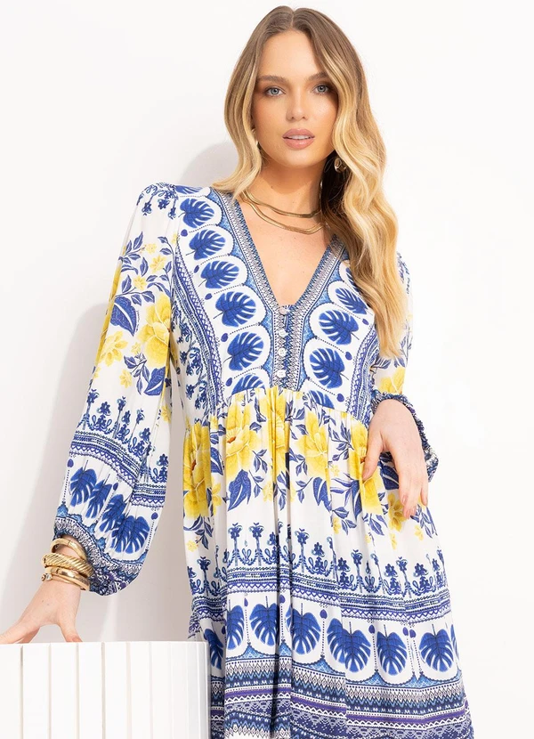 Farm - Vestido Curto em Viscose Azul 7