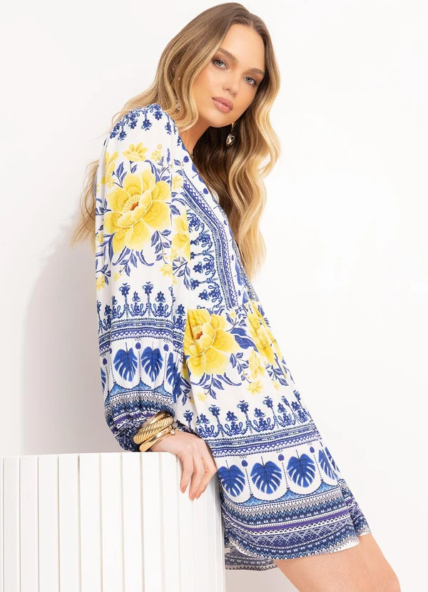 Farm - Vestido Curto em Viscose Azul 8