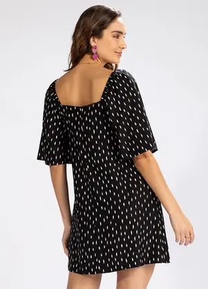 Hering - Vestido Curto em ViscosePreto - HERING