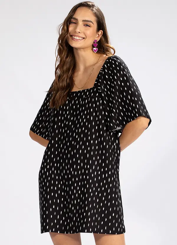 Hering - Vestido Curto em ViscosePreto