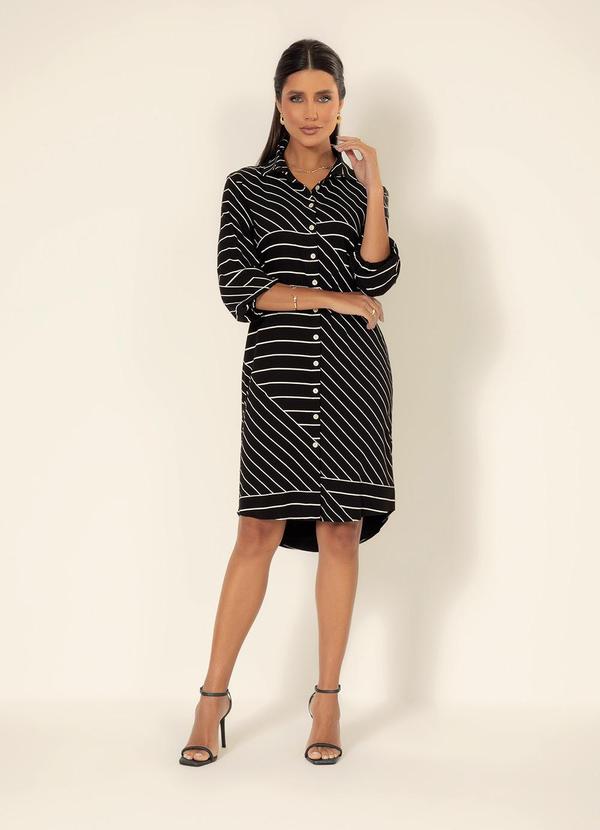 Gris - Vestido Curto em Viscose Preto