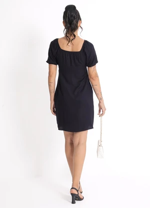 Habana - Vestido Curto em Viscose Preto - HABANA