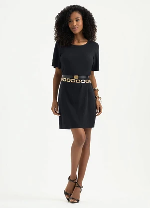 Cativa - Vestido Curto em Viscose  Preto - CATIVA