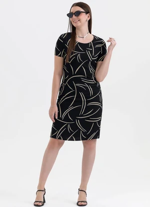 Habana - Vestido Curto em Viscose Sarjada Preto - HABANA