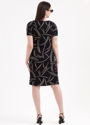 Habana - Vestido Curto em Viscose Sarjada Preto - HABANA