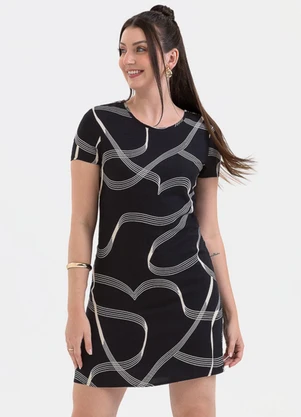 Habana - Vestido Curto em Viscose Sarjada Preto - HABANA