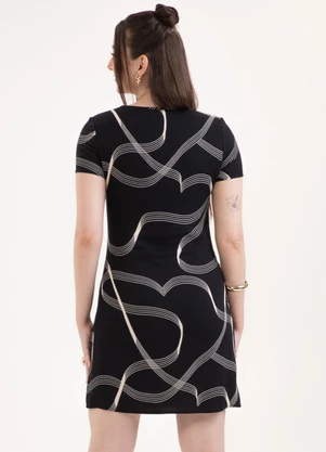 Habana - Vestido Curto em Viscose Sarjada Preto - HABANA