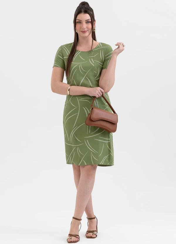 Habana - Vestido Curto em Viscose Sarjada Verde