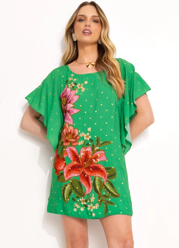 Farm - Vestido Curto em Viscose Verde