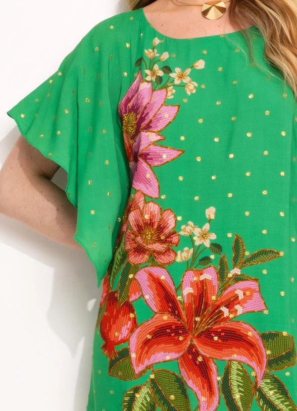 Farm - Vestido Curto em Viscose Verde 8