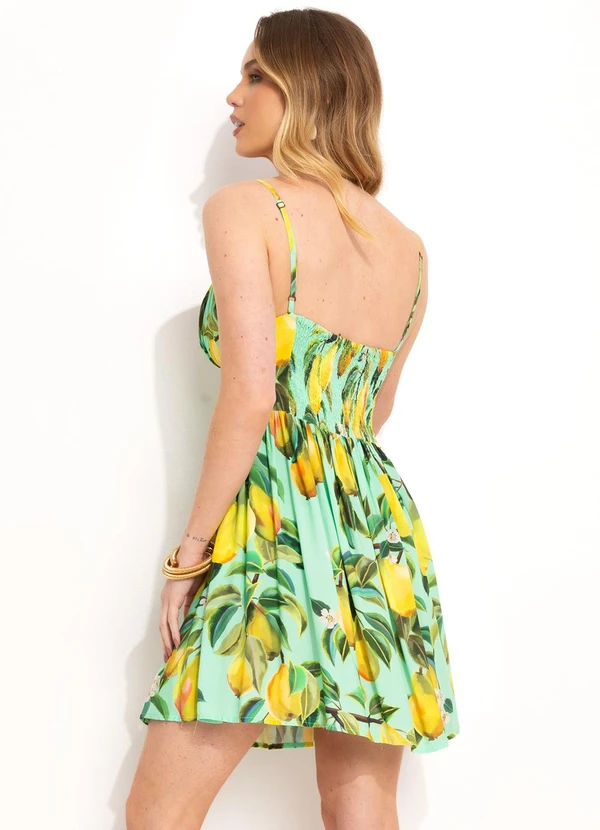 Farm - Vestido Curto em Viscose Verde 2