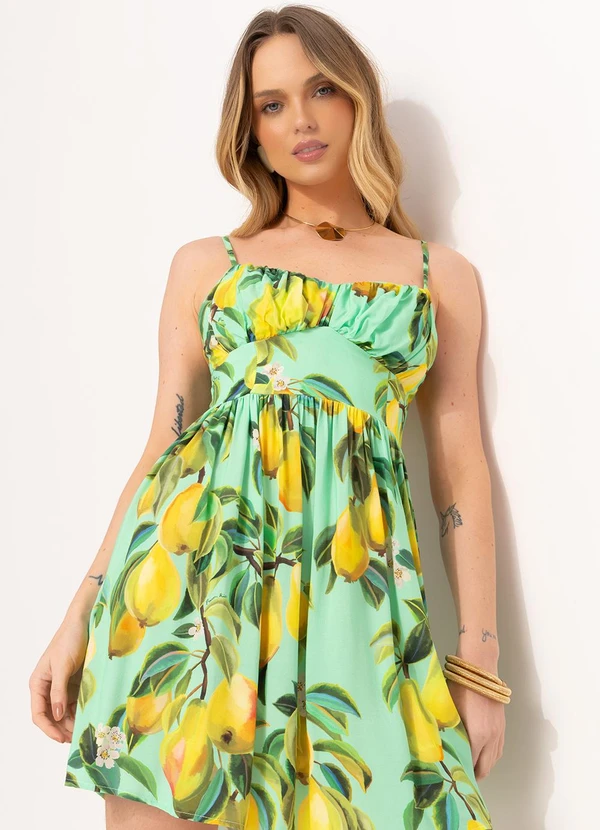 Farm - Vestido Curto em Viscose Verde 3