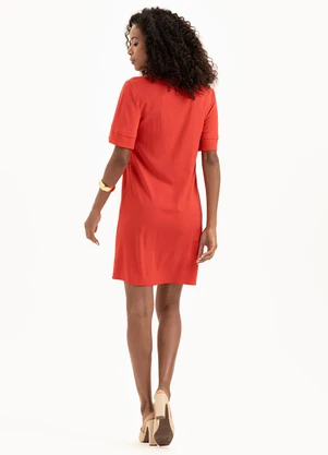 Cativa - Vestido Curto em Viscose  Vermelho - CATIVA