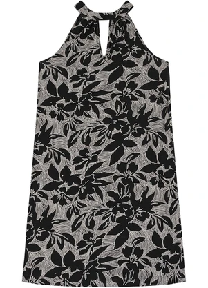 Rovitex - Vestido Curto em Viscotorcion Preto - ROVITEX