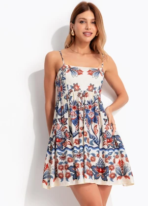 Farm - Vestido Curto Encanto Boho Bege - FARM