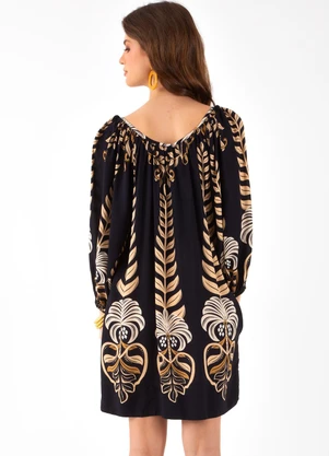 Farm - Vestido Curto Esplendor Tropical Preto - FARM