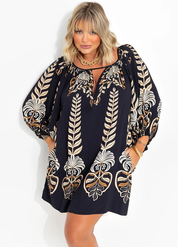 Farm - Vestido Curto Esplendor Tropical Preto 13