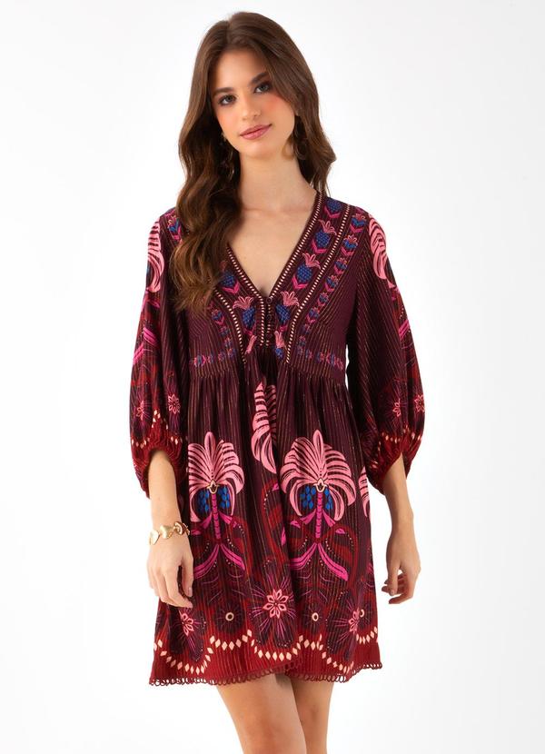 Farm - Vestido Curto Esplendor Tropical Roxo