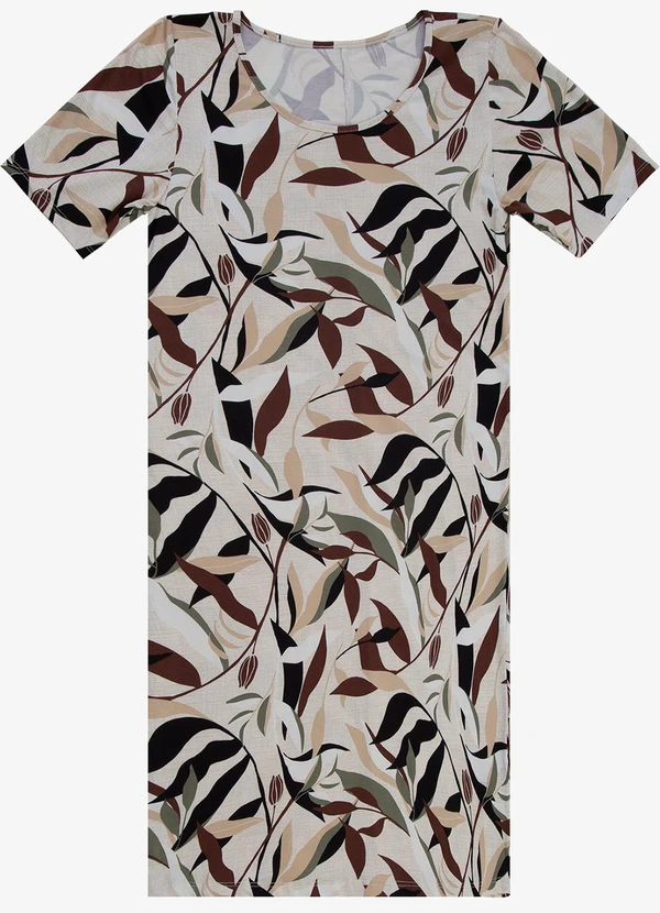 Select - Vestido Curto Estamado Bege