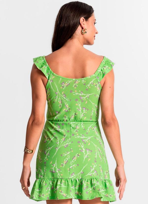 Rovitex - Vestido Curto Estampado Babados Use Up Verde 2