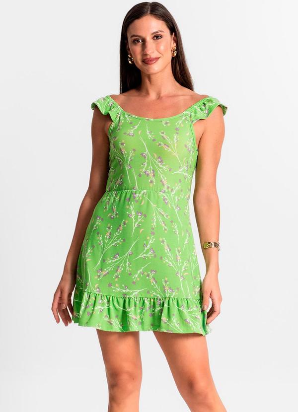 Rovitex - Vestido Curto Estampado Babados Use Up Verde 3