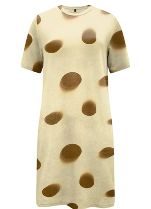 Lunender - Vestido Curto Estampado com Bolsos Amarelo - LUNENDER