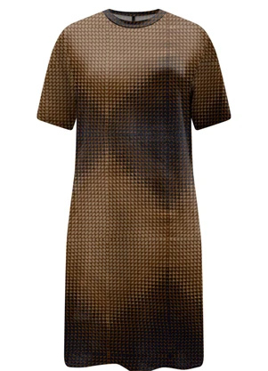 Lunender - Vestido Curto Estampado com Bolsos em Malha Azul - LUNENDER