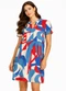 Infinita Cor - Vestido Curto Estampado com Peitilho Azul - variação: Azul
