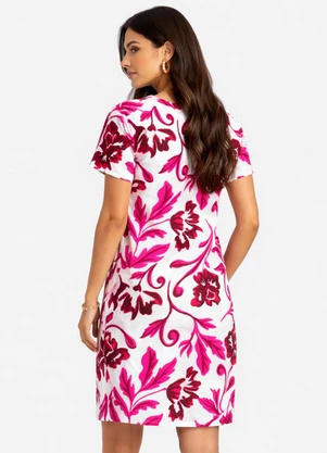 Infinita Cor - Vestido Curto Estampado com Peitilho Bege - INFINITA COR
