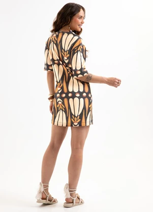 Cativa - Vestido Curto Estampado em Algodão Preto - CATIVA