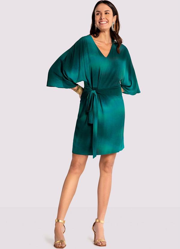 Lunender - Vestido Curto Estampado em Viscose com Faixa Azul 3