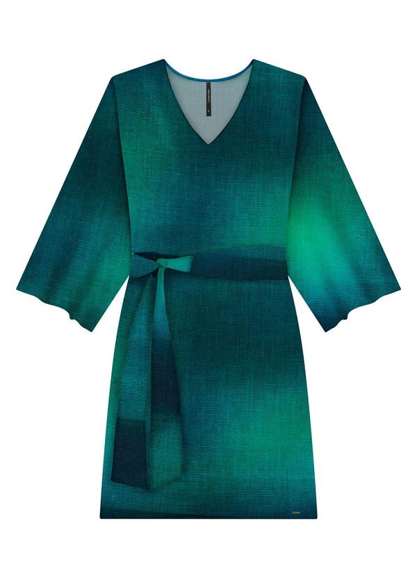 Lunender - Vestido Curto Estampado em Viscose com Faixa Azul 6