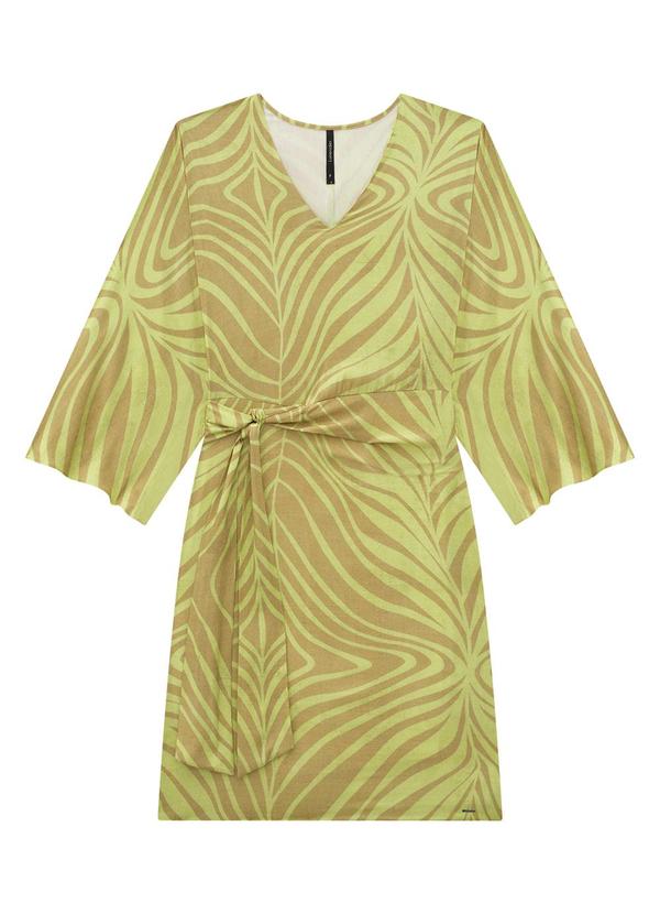 Lunender - Vestido Curto Estampado em Viscose com Faixa Bege 6