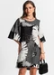 Endless - Vestido Curto Estampado Preto - variação: Cinza