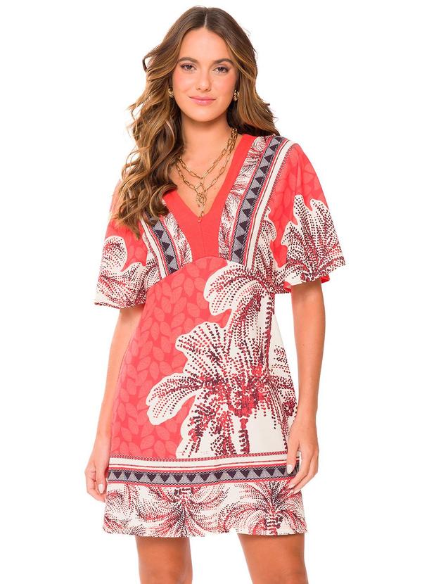 Doce Trama - Vestido Curto Estampado Laranja