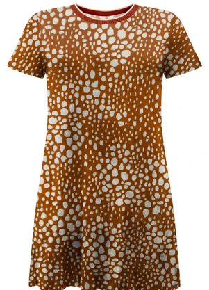 Lunender Mais Mulher - Vestido Curto Estampado Plus Size Laranja - LUNENDER MAIS MULHER