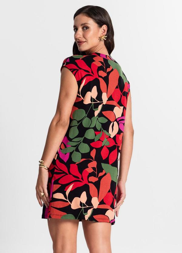 Rovitex - Vestido Curto Estampado Preto 2