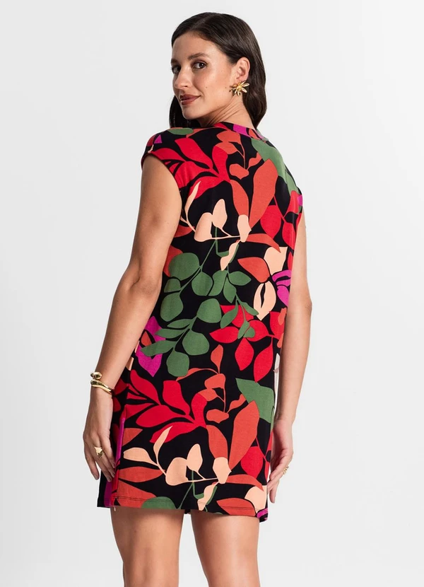 Rovitex - Vestido Curto Estampado Preto 2