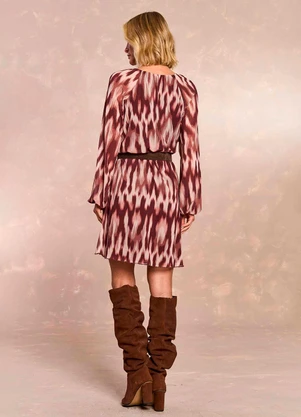 Doce Trama - Vestido Curto Ethnic Blur em Tule Estampado - DOCE TRAMA
